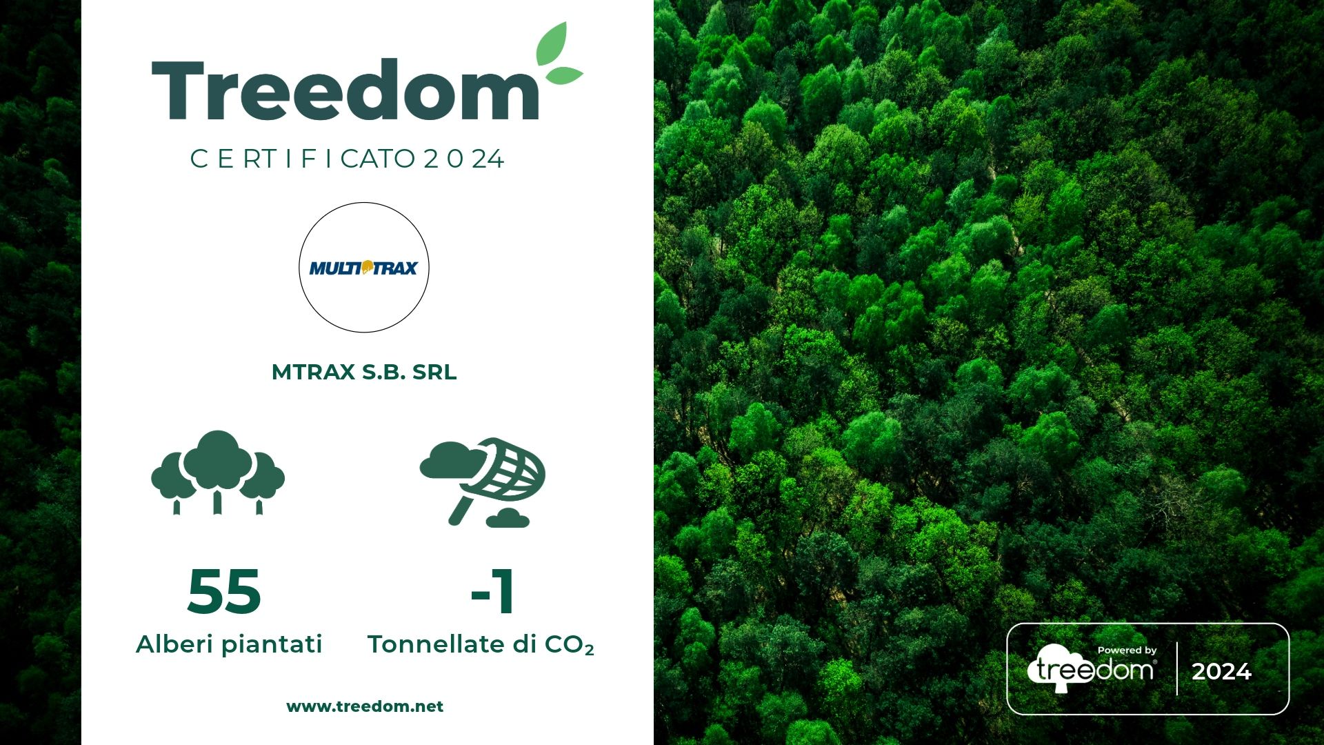 Certificato di Treedom, anno 2024
