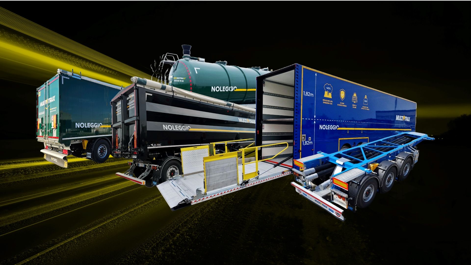 Semirimorchi e porta container con logo Multitrax